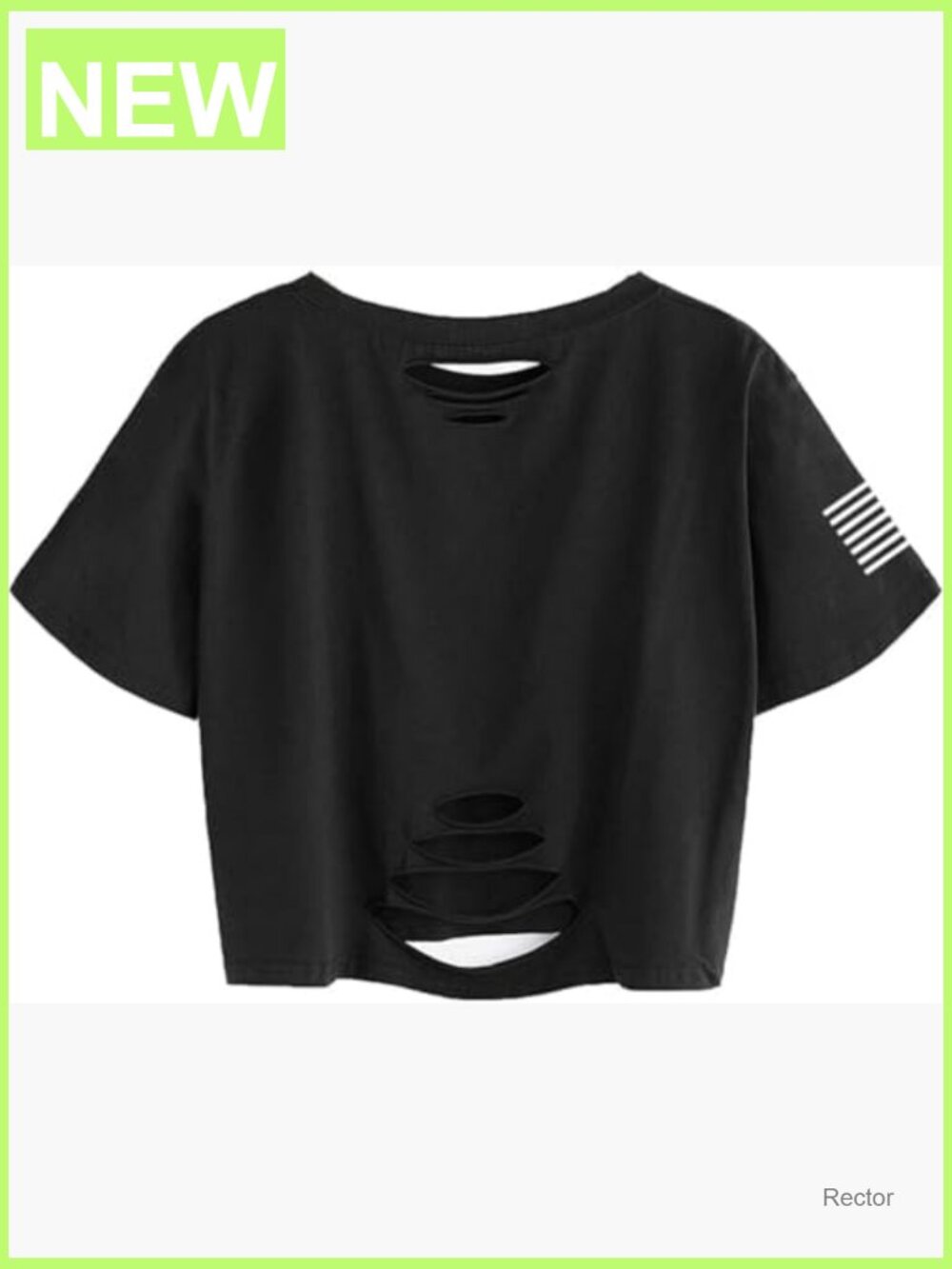 Funny USA Flag Graphic Distressed Crop Top Patriotic Tee - Picture 3 of 3